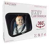 RAVIAN Espejo de coche para bebé para asiento trasero - Espejo de asiento de coche más seguro con vista cristalina, a prueba de roturas, espejo retrovisor ajustable (paquete de 1)