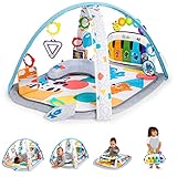 Baby Einstein, Gimansio de Actividades Musical para bebés 4en1 Kickin' Tunes con Piano, 70+ sonidos, 25+ min de música y luces, arco de juego, 7 juguetes extraíbles, 4 idiomas, desde recién nacido