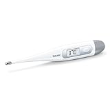 Beurer FT09 Termometro Digital y Corporal, Resistente al Agua, pantalla LCD con rango de medición +/- 0.1 ºC, señal acústica, sin Cristal, Color Blanco