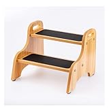 StrongTek Taburete de Madera de 2 escalones para niños con Superficie Antideslizante, Asas portátiles y Capacidad de 300 Libras