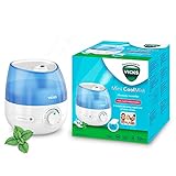 Vicks Mini Cool Mist Humidificador ultrasónico, Control de vapor ajustable, Tanque de 1.8 l, Uso doméstico en dormitorios y oficinas, Habitaciones de hasta 15 m², 2 VapoPads incluídos, VUL525