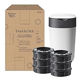 Contenedor para pañales Twist & Click de Tommee Tippee, sistema más ecológico, incluye un recambio con lámina antibacteriana GREENFILM de fuentes sostenibles, Blanco