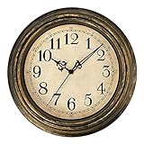 Plumeet Reloj de Pared Retro, Reloj Silencioso Clásico sin Tic-TAC de 30cm, Adecuado para Decorar Sala/Dormitorio/Oficina - Alimentado por Batería