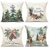 YCOLL Cojines Navidad 45x45 Funda Cojin Navidad Juego de 4 Fundas de Cojines Decorativa Cojines Sofa Cama para Decoracion Davidad