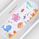 Secopad Alfombra de baño para bebé para bañera, 100x40 cm Alfombra de Ducha Antideslizante para bañera de Dibujos Animados para niños, Alfombra de baño Antideslizante con ventosas (Pink Octopus)