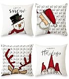 Xaosin Fundas Navideñas para Cojines Juego de 4 Funda Cojín Decorativo Cuadrada 45x45 cm Funda Cojín Navidad Suave Funda Almohada de Navidad Fluffy Funda Cojín para Sofá Cama Dormitorio Coche