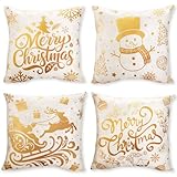 Kesote 4 Pzs Fundas de Navidad para Cojines 45x45cm Fundas de Almohada Navideña Decoración Navideña de Cojines para Sofá, Cama, Coche
