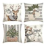 4 Piezas Fundas Almohadas Navideñas, Cojines Navidad, Funda Cojin Navidad, Decorativos para Sofa, Cojin Decorativa, Navidad Fundas Cojines (Guantes, 45 x 45 cm)