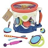 B. toys – Batería portátil – Instrumentos Musicales para niños – Juguetes de percusión para niños pequeños – Pandereta, Castañuelas, Silbato – 18 Meses + – Drumroll, Please!