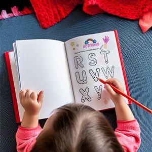 Niña trazando letras del abecedario español